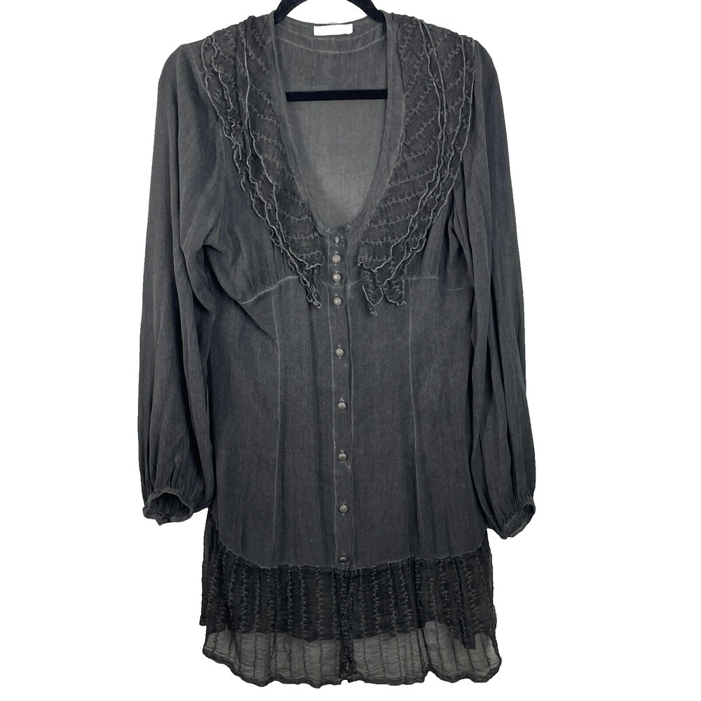 SAGA Made in Italy Tunic‎ Top Medium Dark Academia Whimsy Goth Romantic Sheer